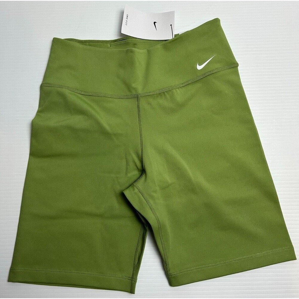 NIKE Womens One Dri-Fit 7" Tight Fit MidRise Bike Shorts Green Small DD0243